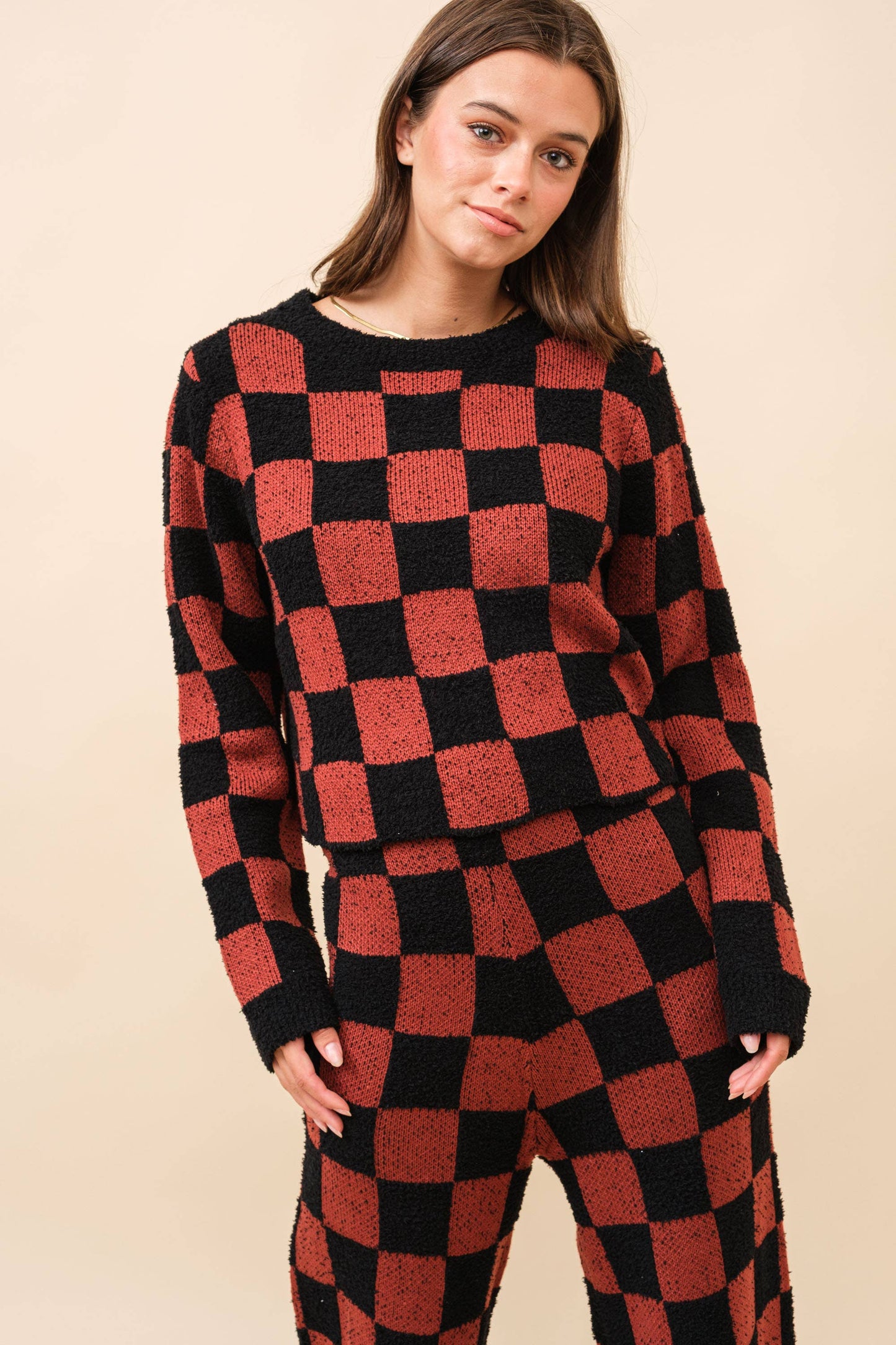Checkerboard Knit Sweater
