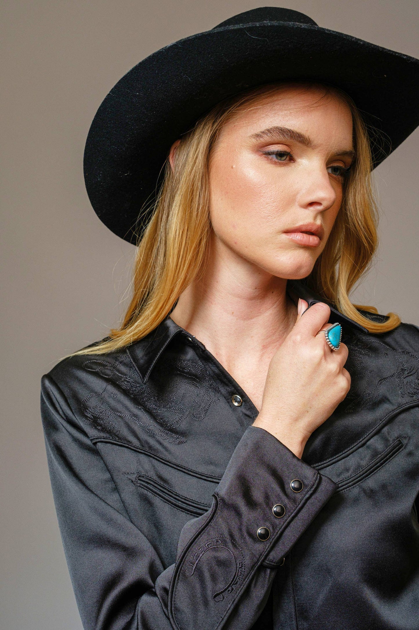 Satin Western Embroidered Shirt