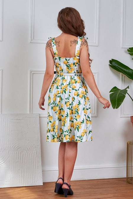 June Lemon and stripes swing dress