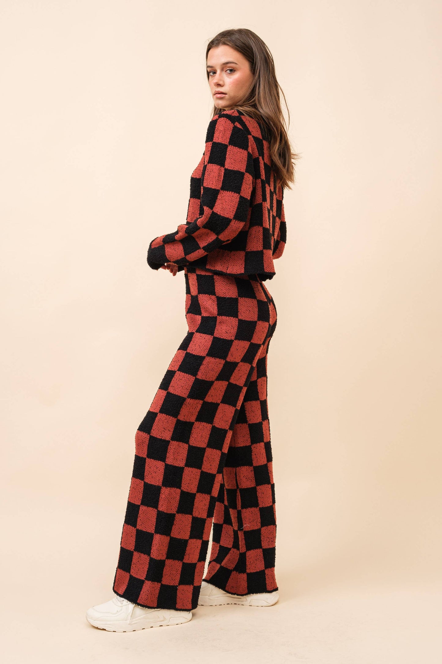Checkerboard Knit Trousers