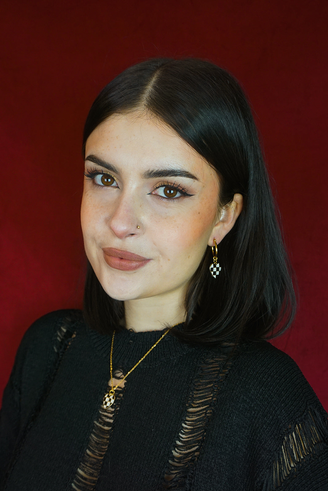 Checked Heart Necklace