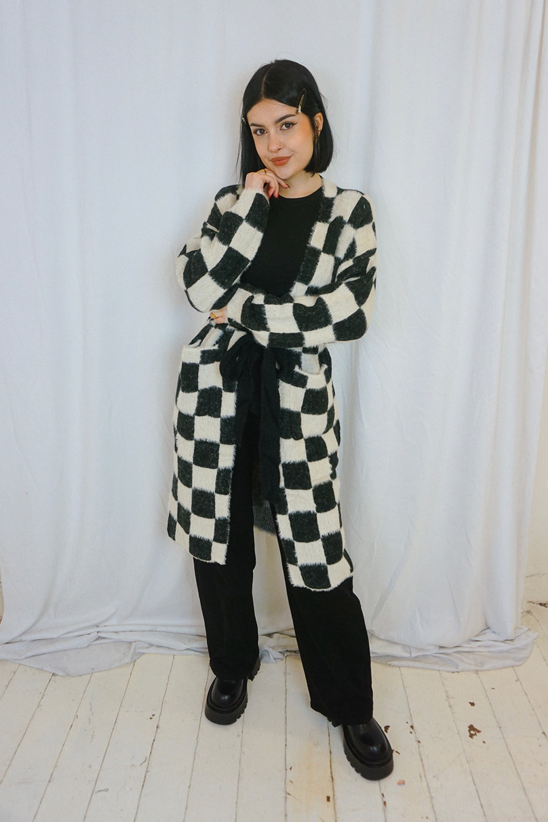 Soft Checked Cardigan