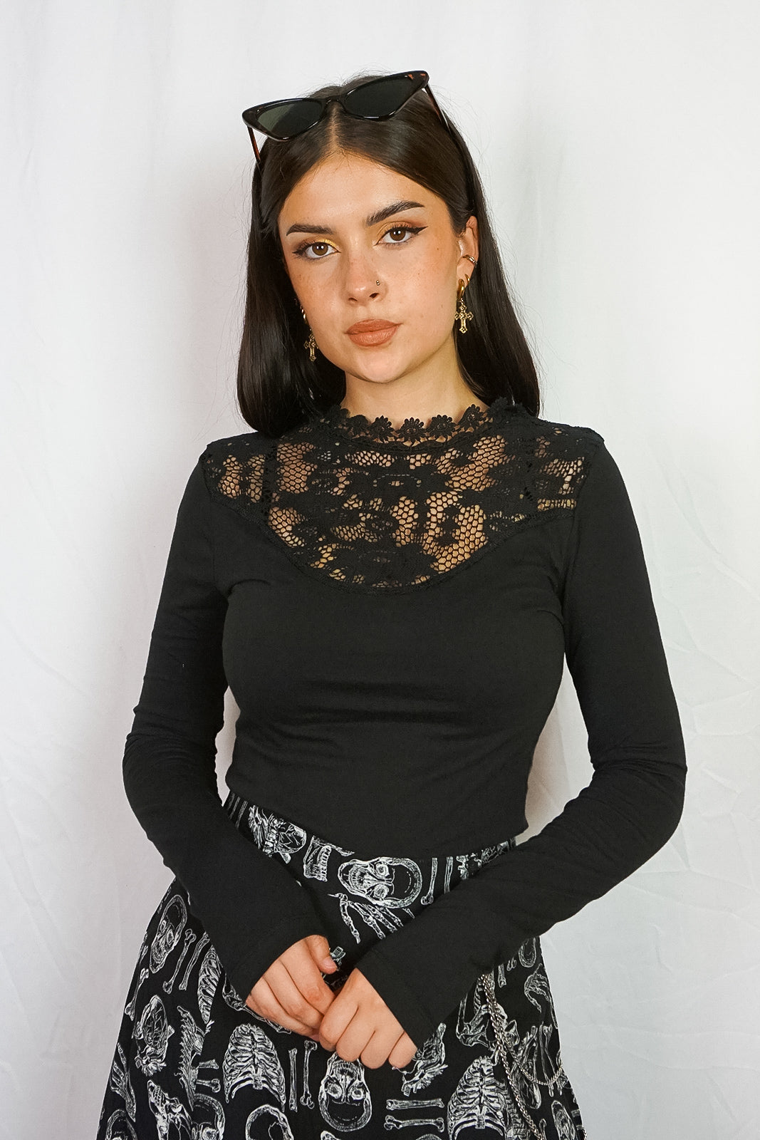 Black Cotton Lace Top