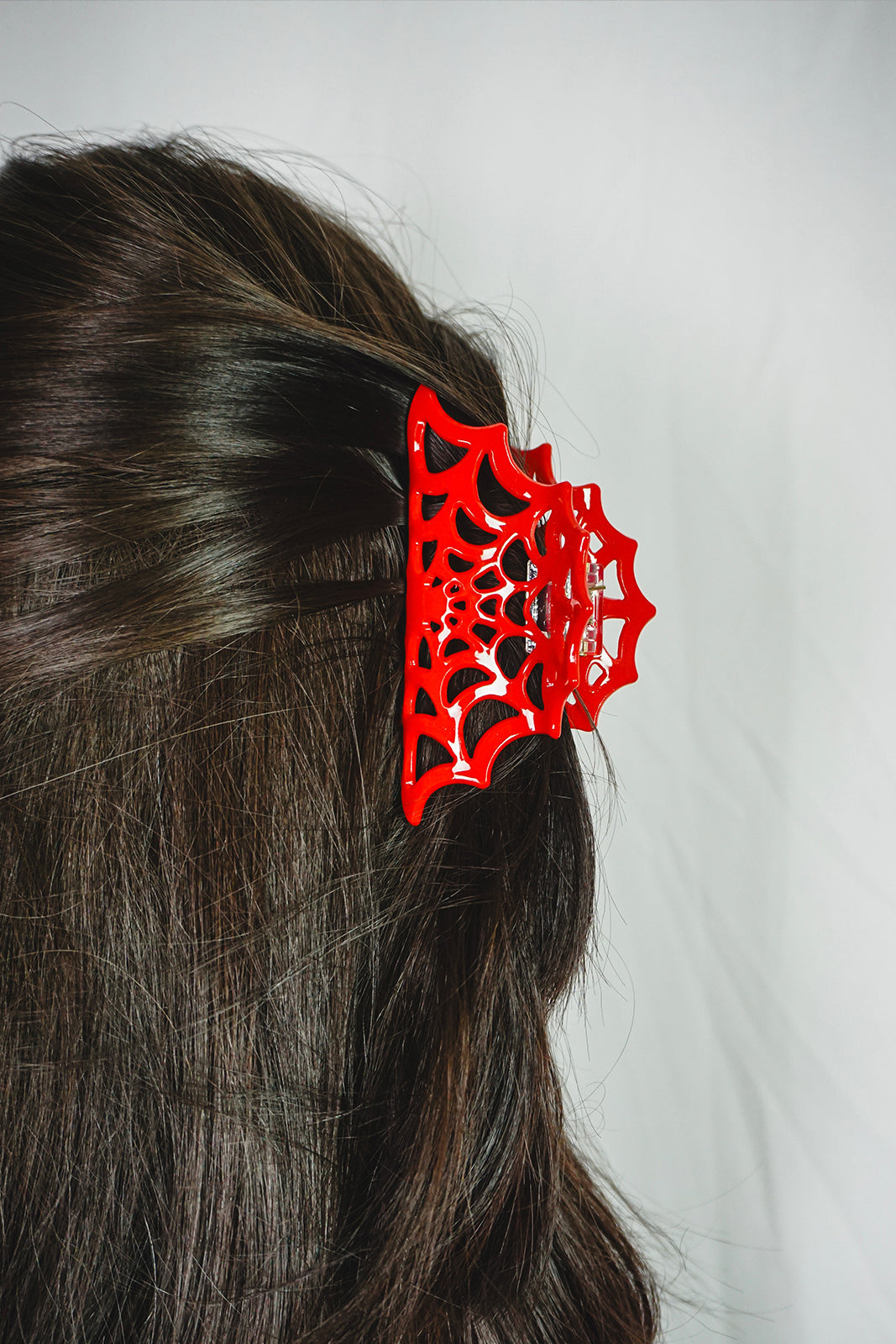 Spooky Spiderweb Hairclip Red
