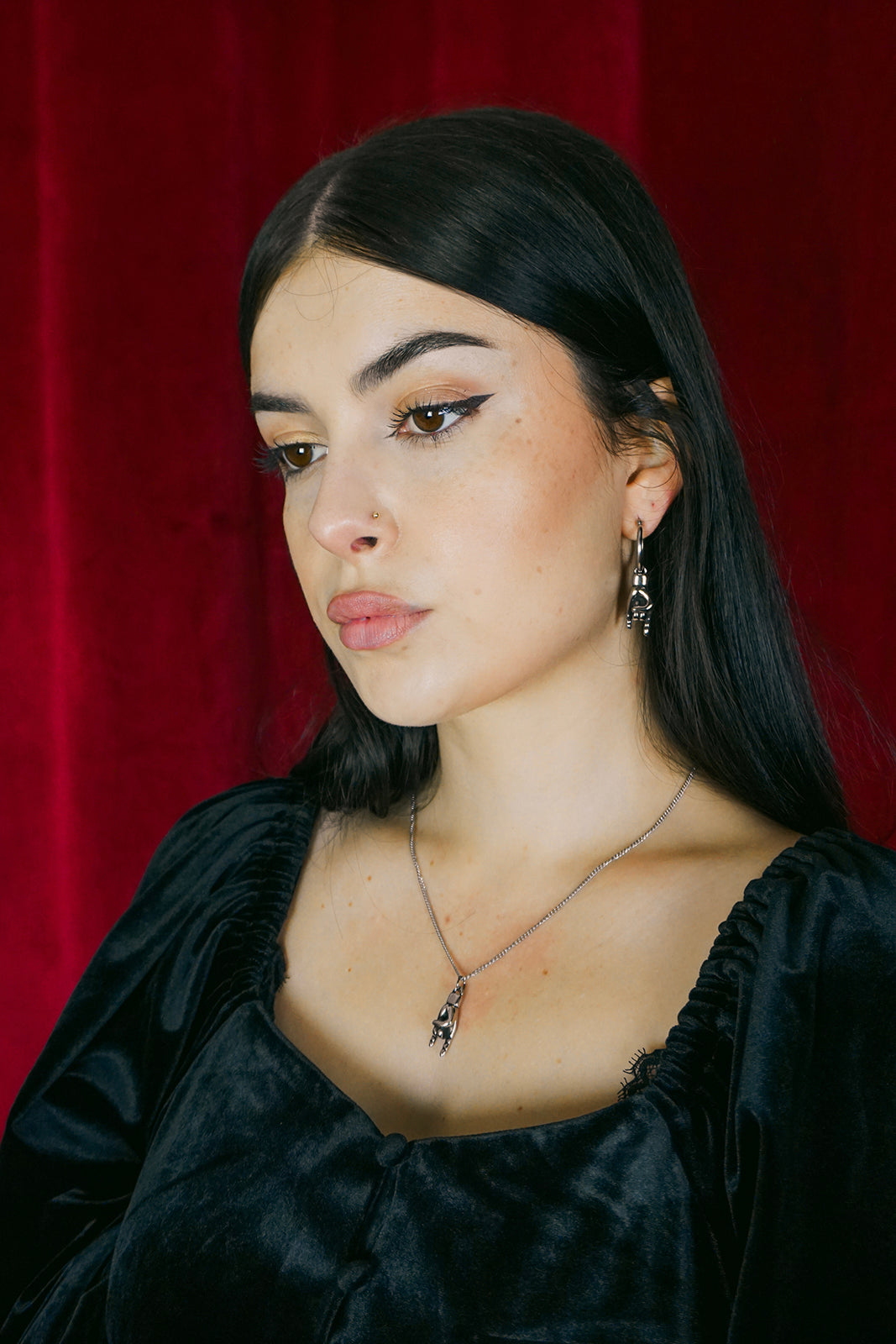 Metal Horns Earrings Silver