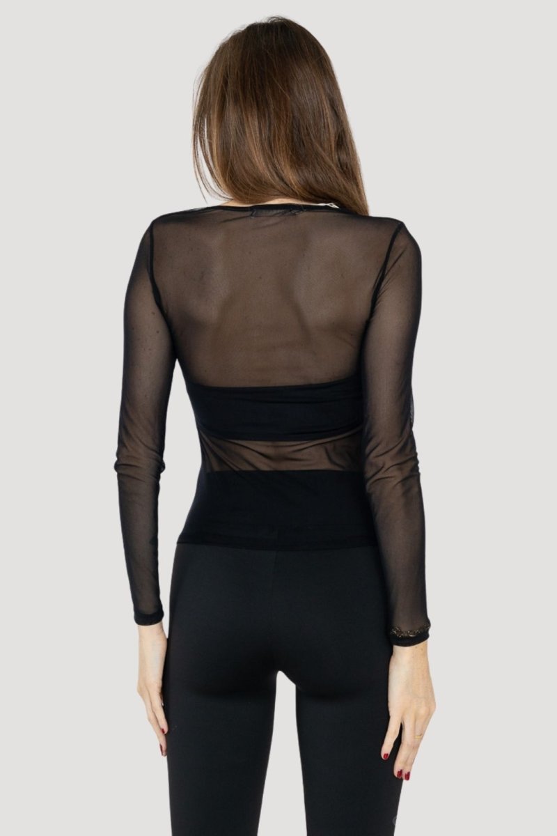 Black Mesh Top - Tops - HOB