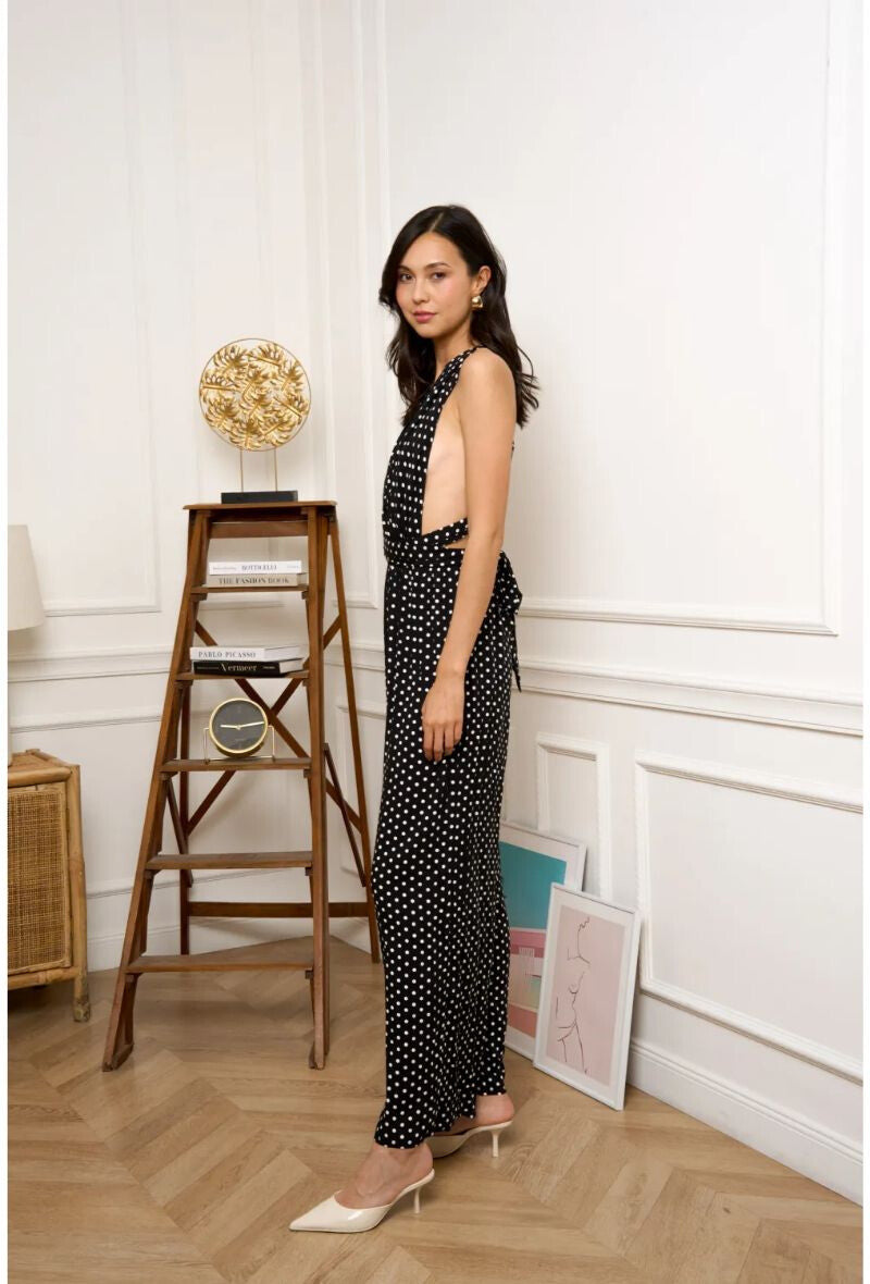 Polkadot Open Back Jumpsuit