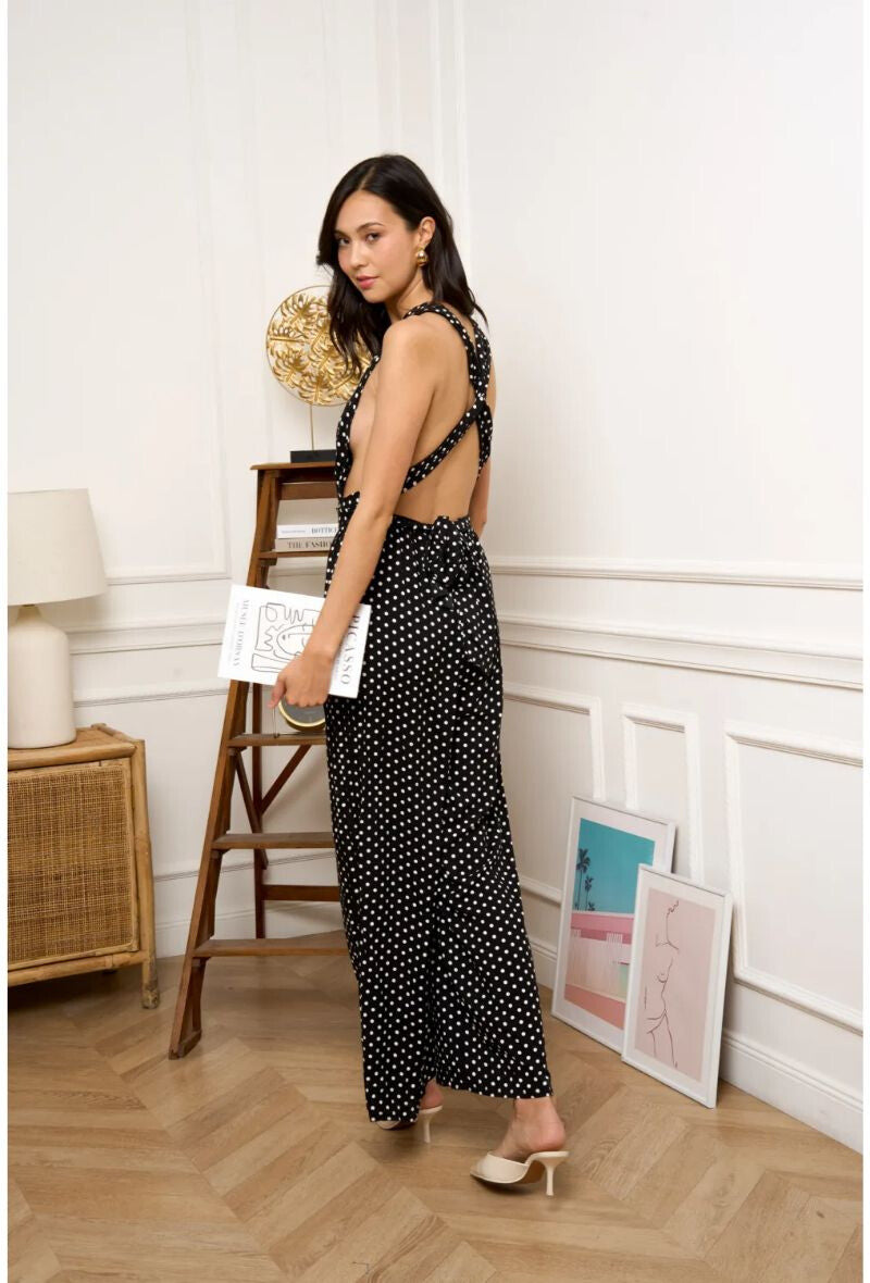 Polkadot Open Back Jumpsuit