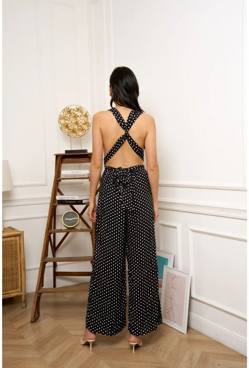 Polkadot Open Back Jumpsuit