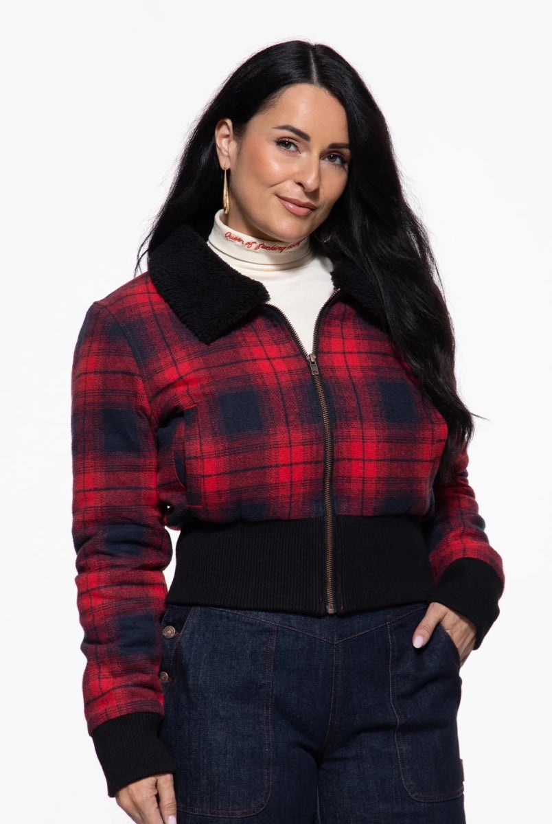 Cropped Flannel Jacket - Jackets - Queen Kerosin