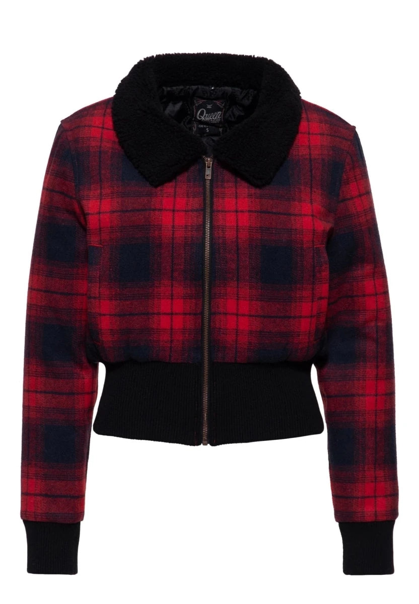 Cropped Flannel Jacket - Jackets - Queen Kerosin