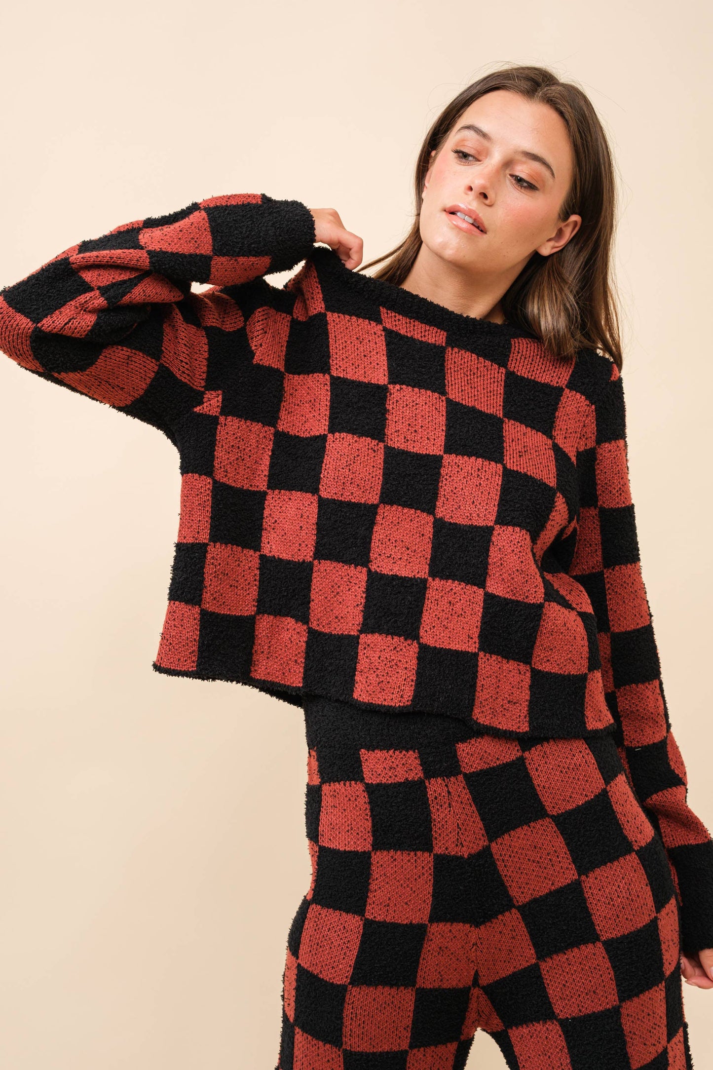 Checkerboard Knit Sweater