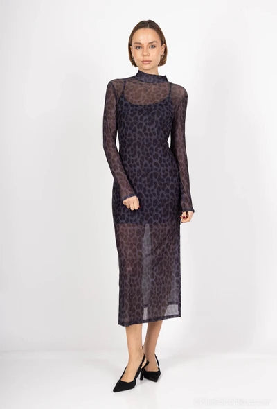 Leopard Mesh Dress