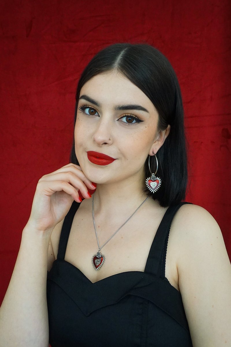 Sangre Earrings Big - Earrings - House of Bones Jewelry
