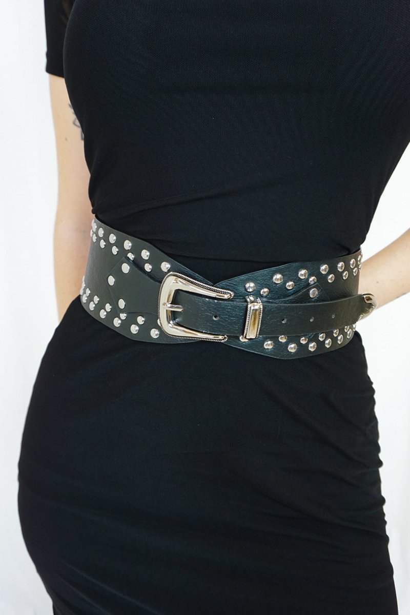 Studded Waistbelt Black - Belts - HOB