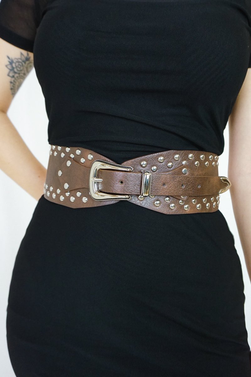 Studded Waistbelt Brown - Belts - HOB