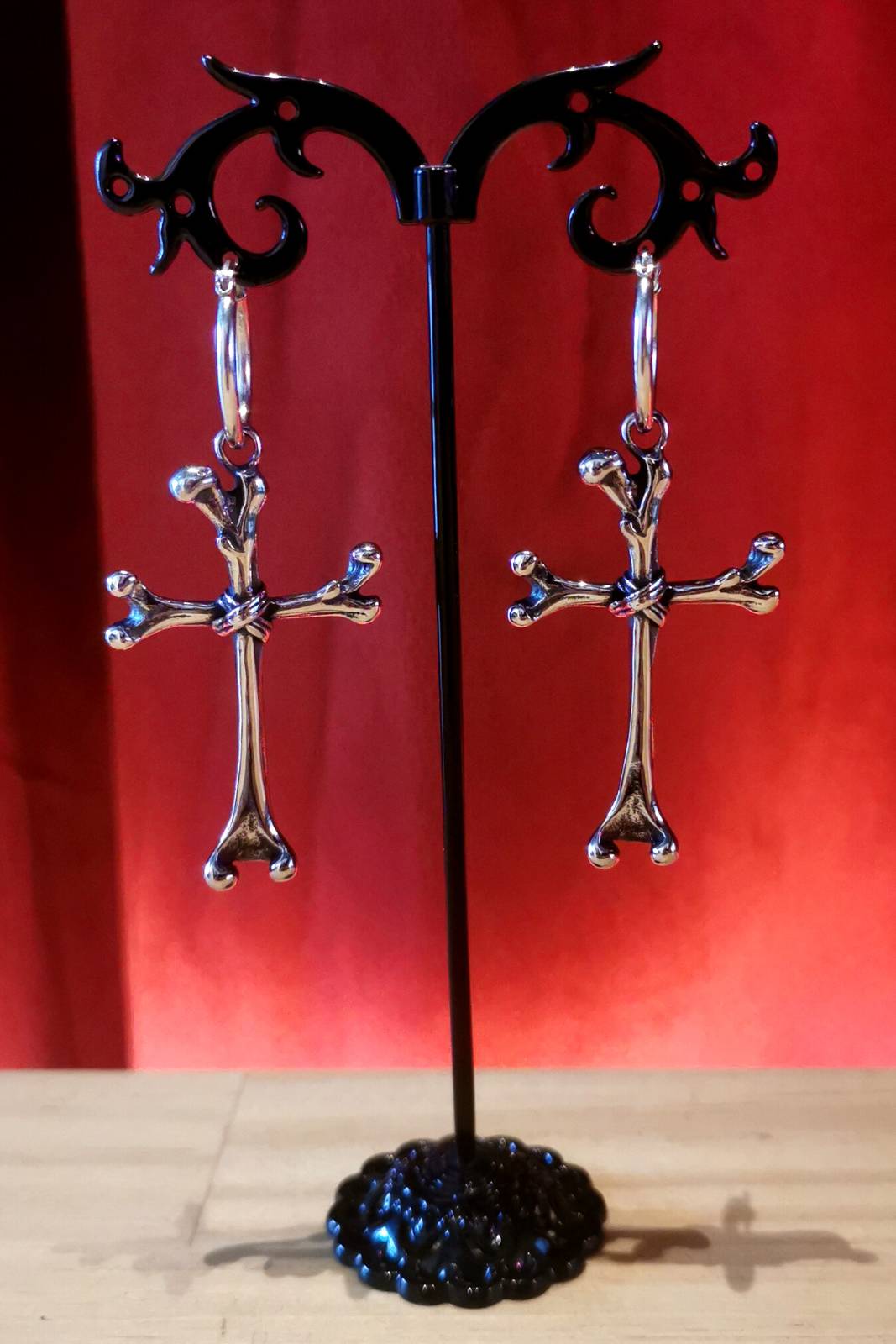 Bone voodoo silver earrings
