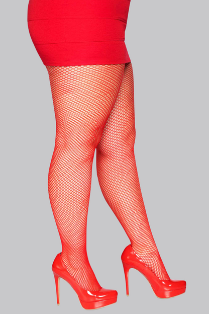 Fishnet Stockings Red