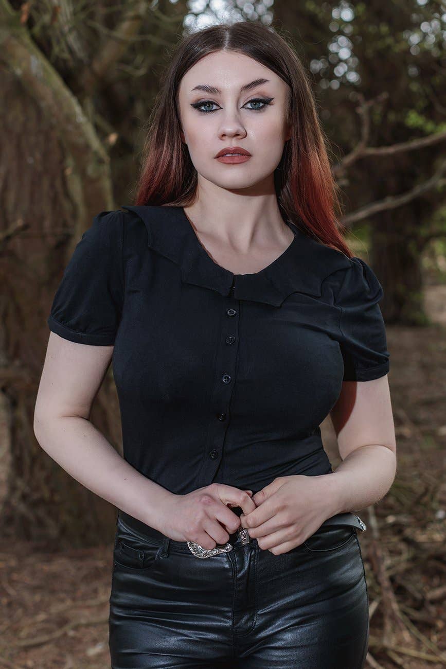 Alternative Coven United Black Bat Collar Blouse