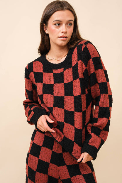 Checkerboard Knit Sweater
