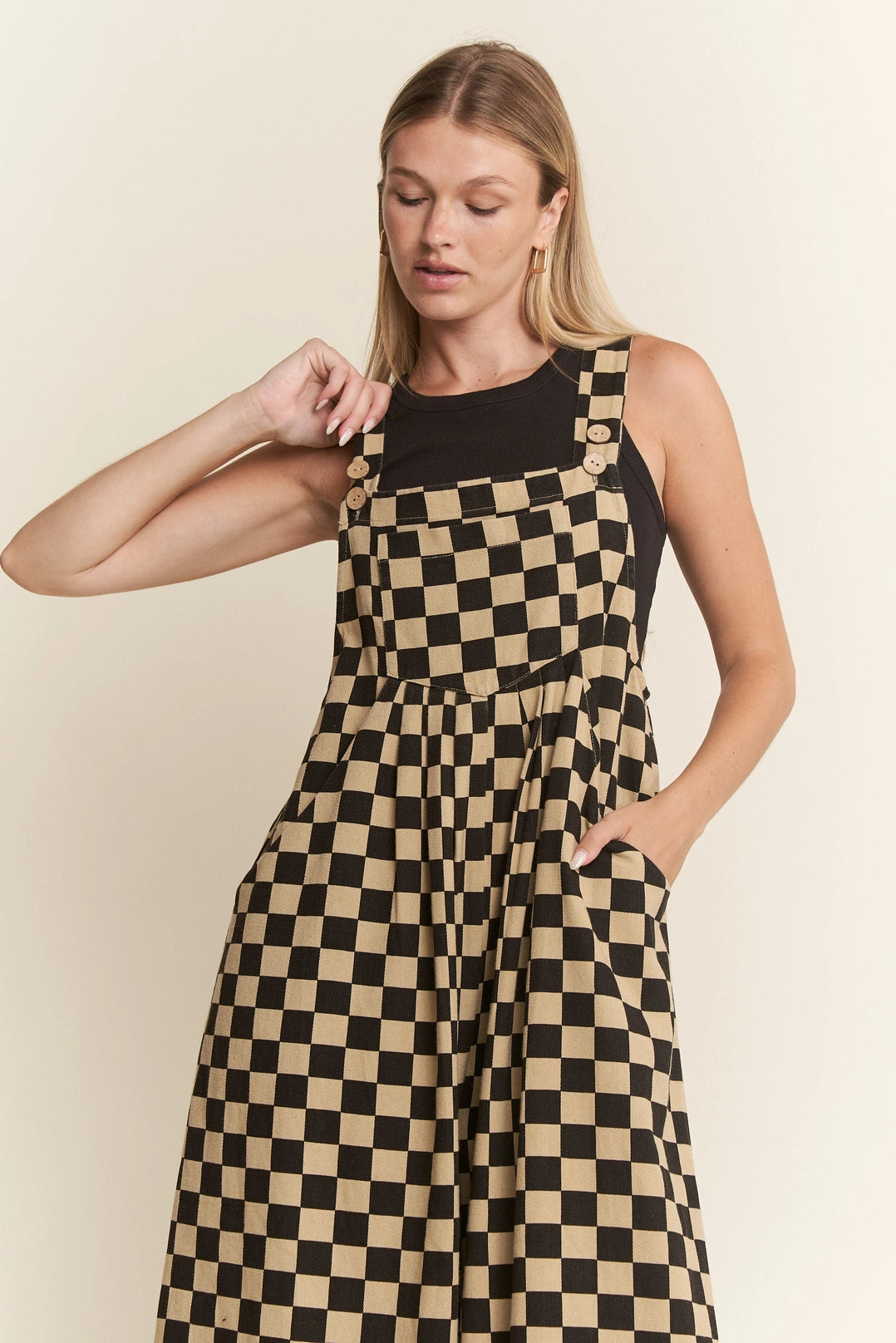 Checked Overalls Black & Mocha