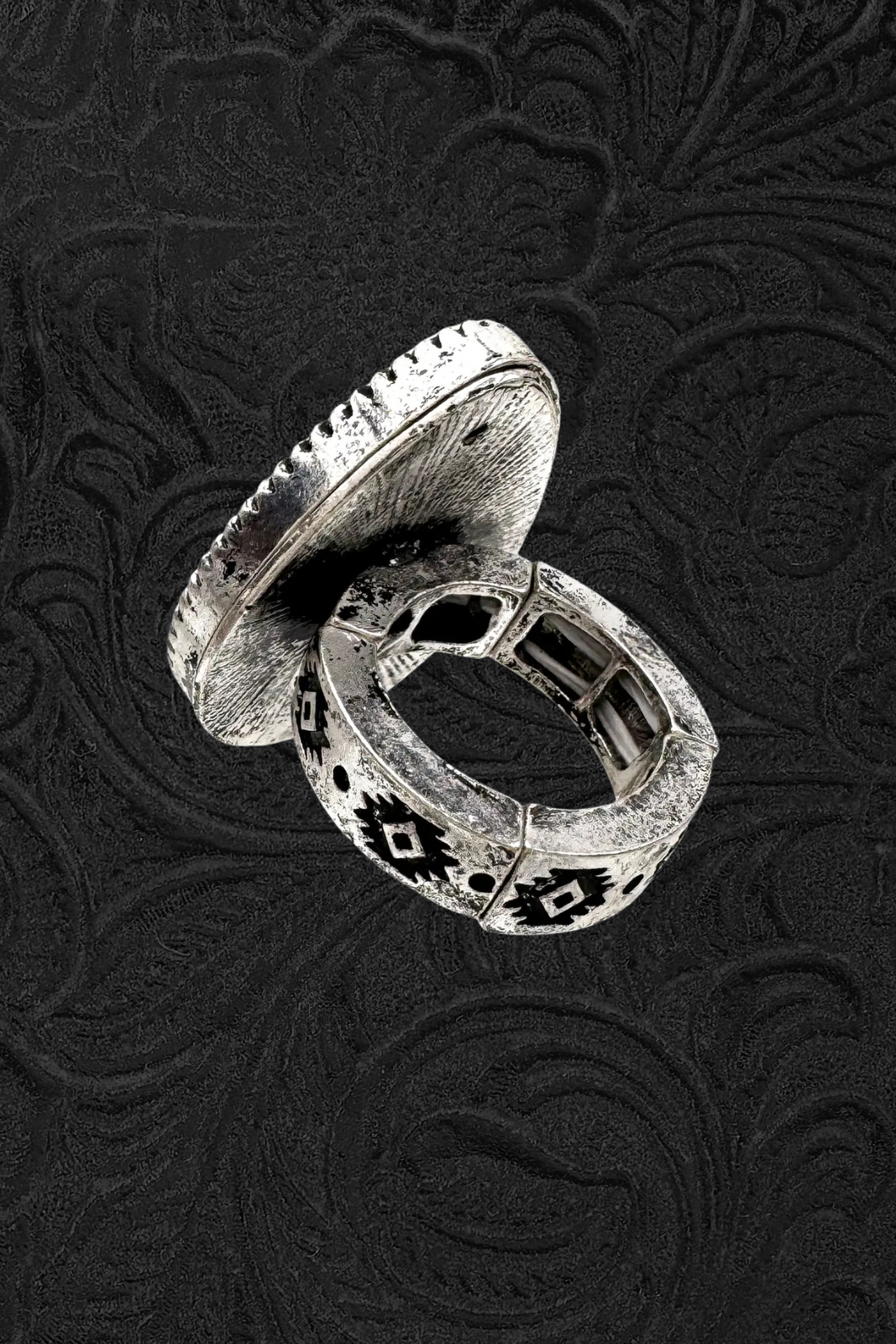 Longhorn Skull Turquoise Stretch Ring