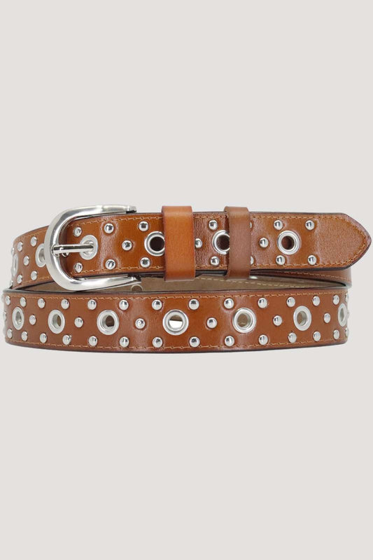 Leather Studded Belt Camel