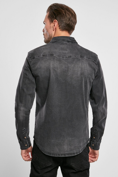 Dark Grey Washed Denim Shirt