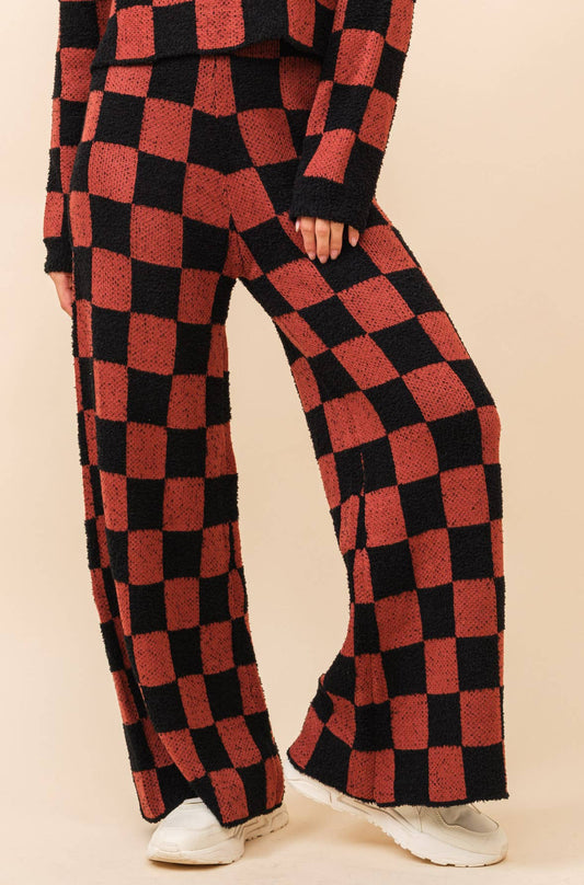 Checkerboard Knit Trousers