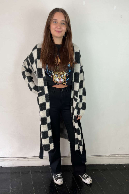 Soft Checked Cardigan