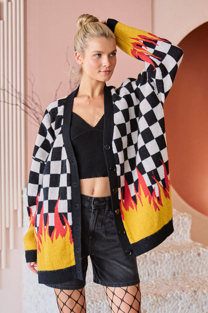 RACING FLAME KNIT CARDIGAN