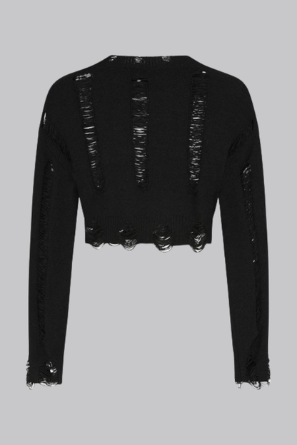 Rosalie Black Shredded Jumper