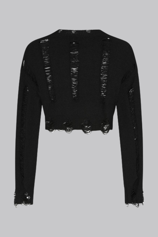 Rosalie Black Shredded Jumper