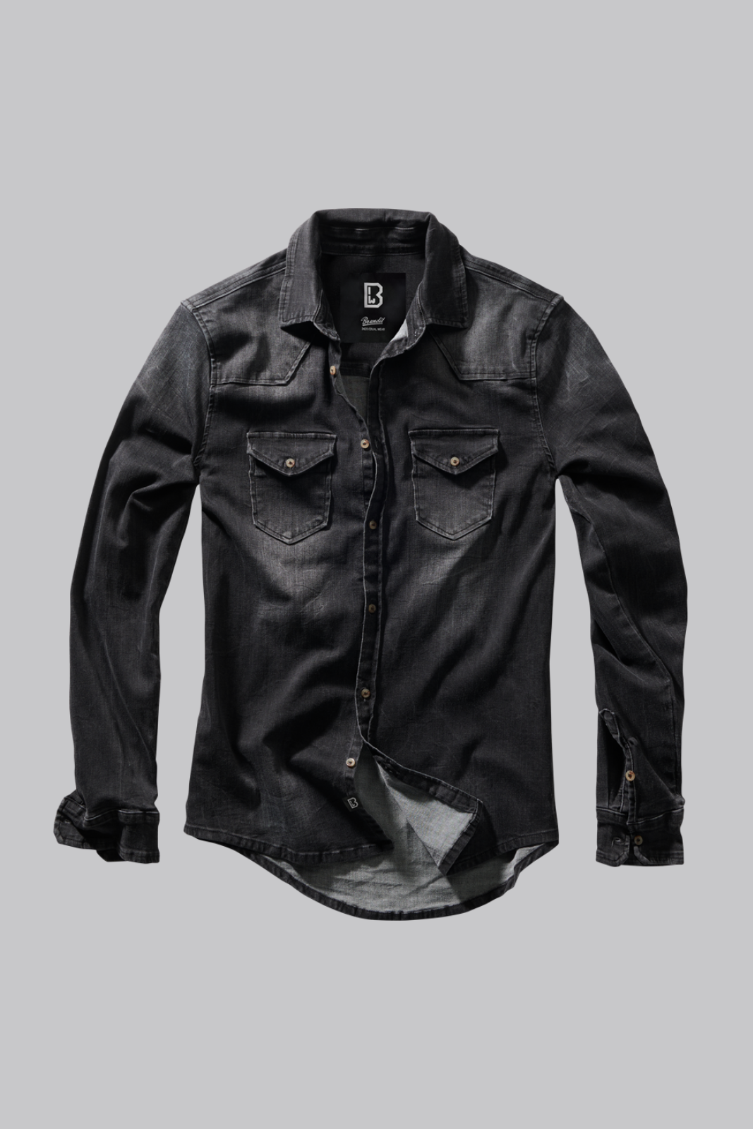 Dark Grey Washed Denim Shirt