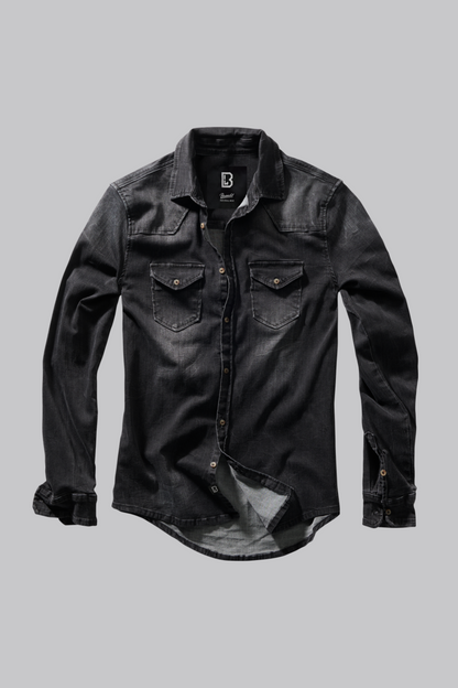 Dark Grey Washed Denim Shirt