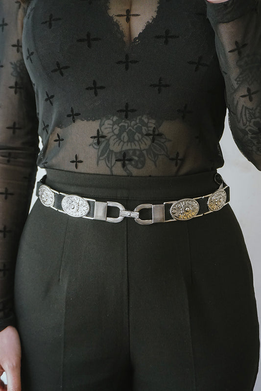 Elastic Concho Waistbelt Silver