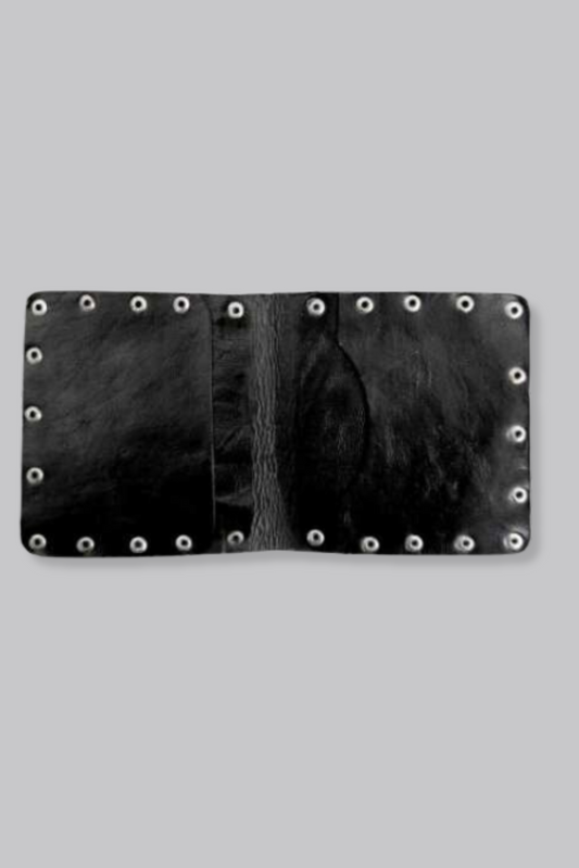 Small Black Eagle Leather Studded Wallet