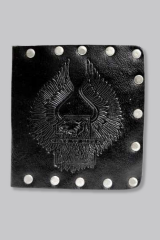 Small Black Eagle Leather Studded Wallet