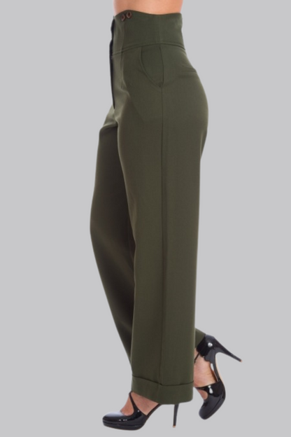 Girl Boss Trousers Olive