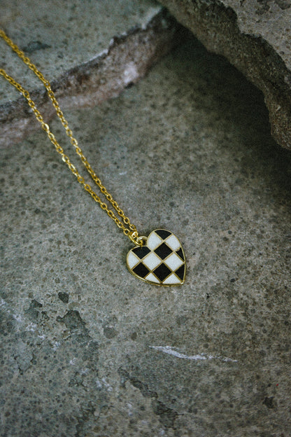 Checked Heart Necklace