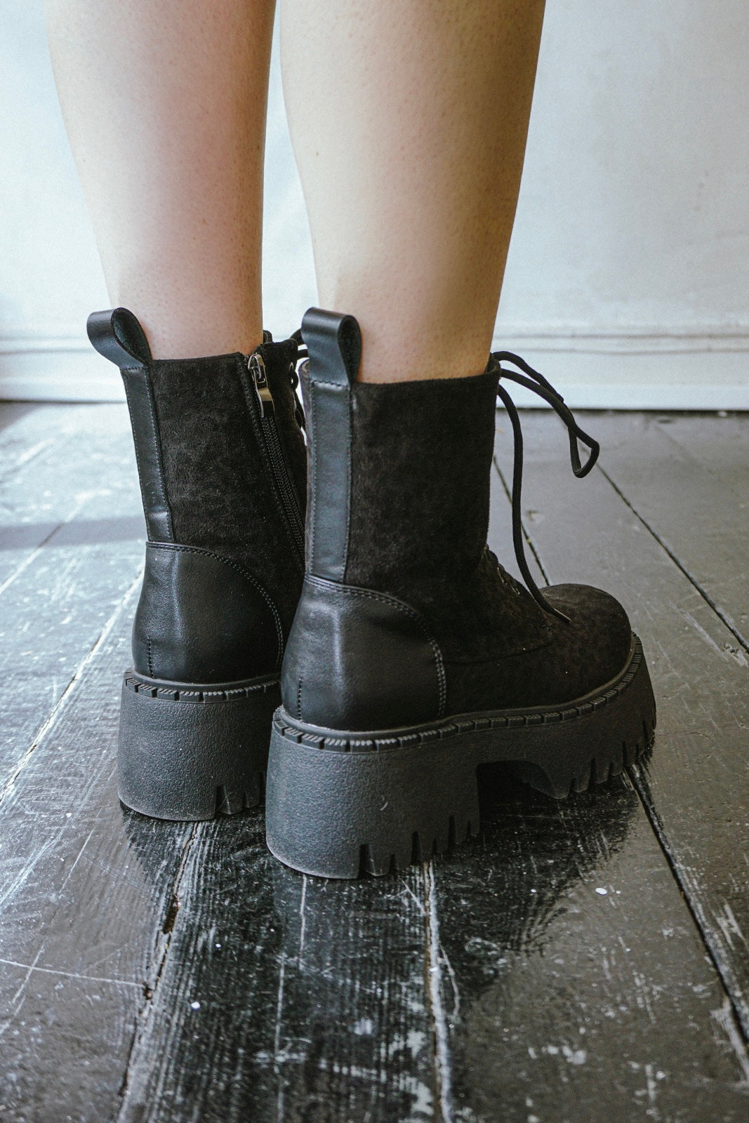 Chunky Leopard Velvet Boots