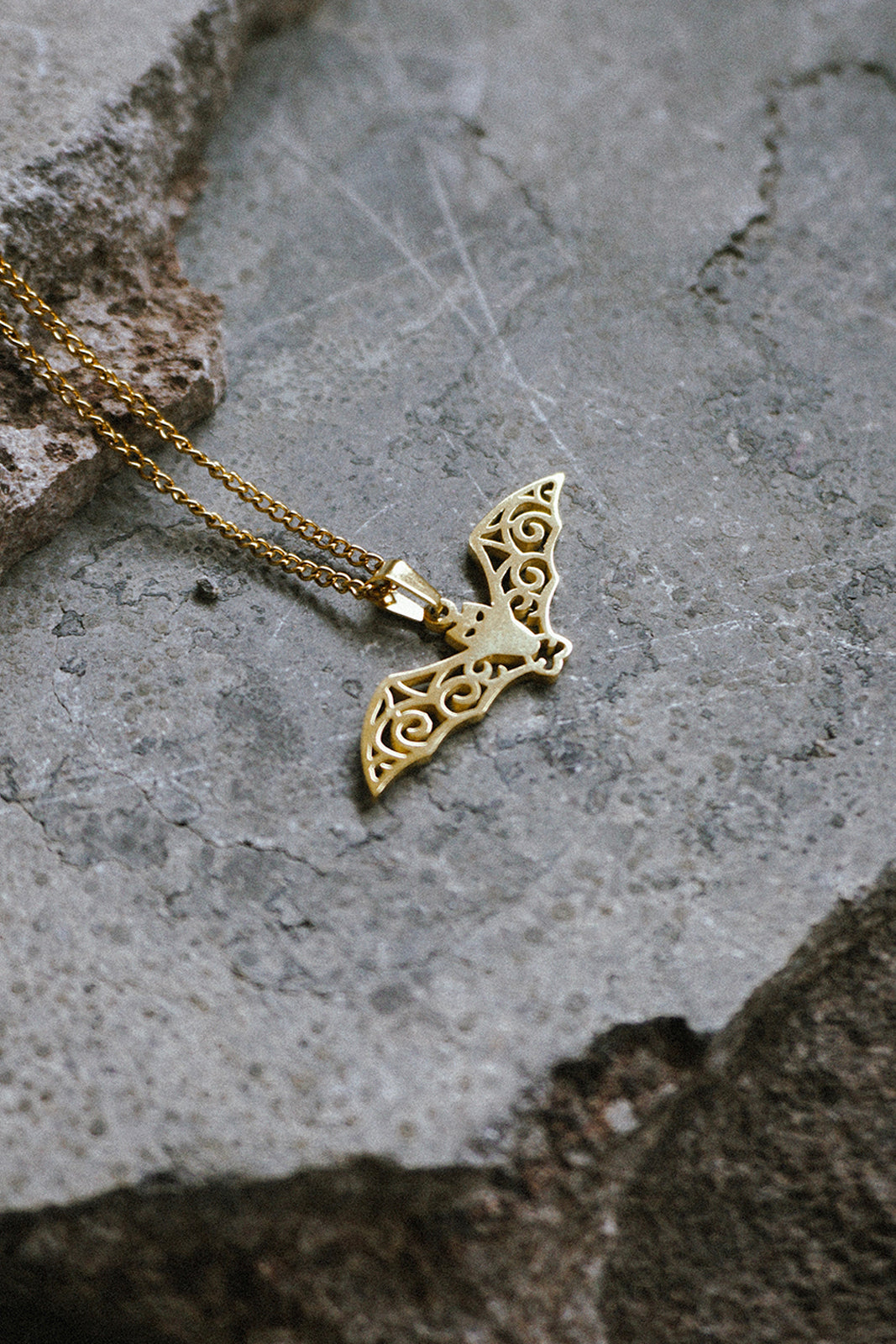 Bat Necklace Gold