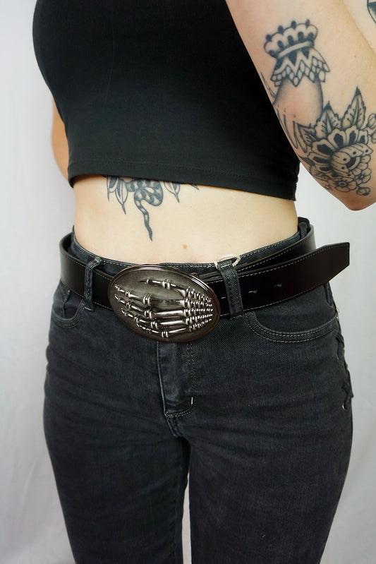 Skeleton Hand Belt Buckle + Belt Bundle