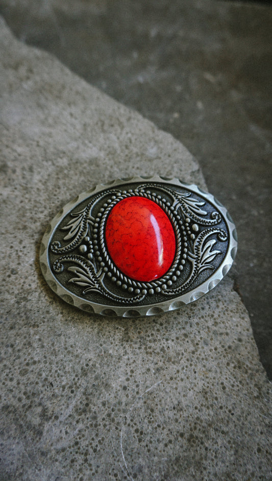 Belt Buckle - Red Stone