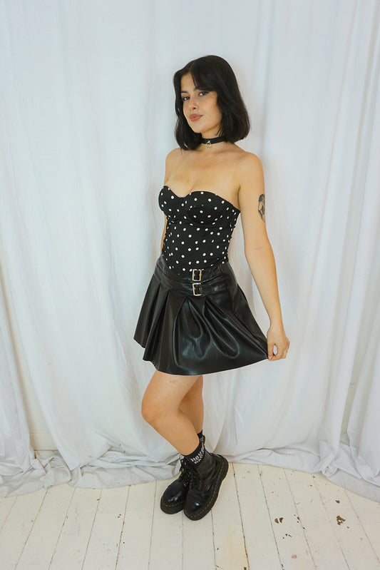 Pleated Leather Skirt
