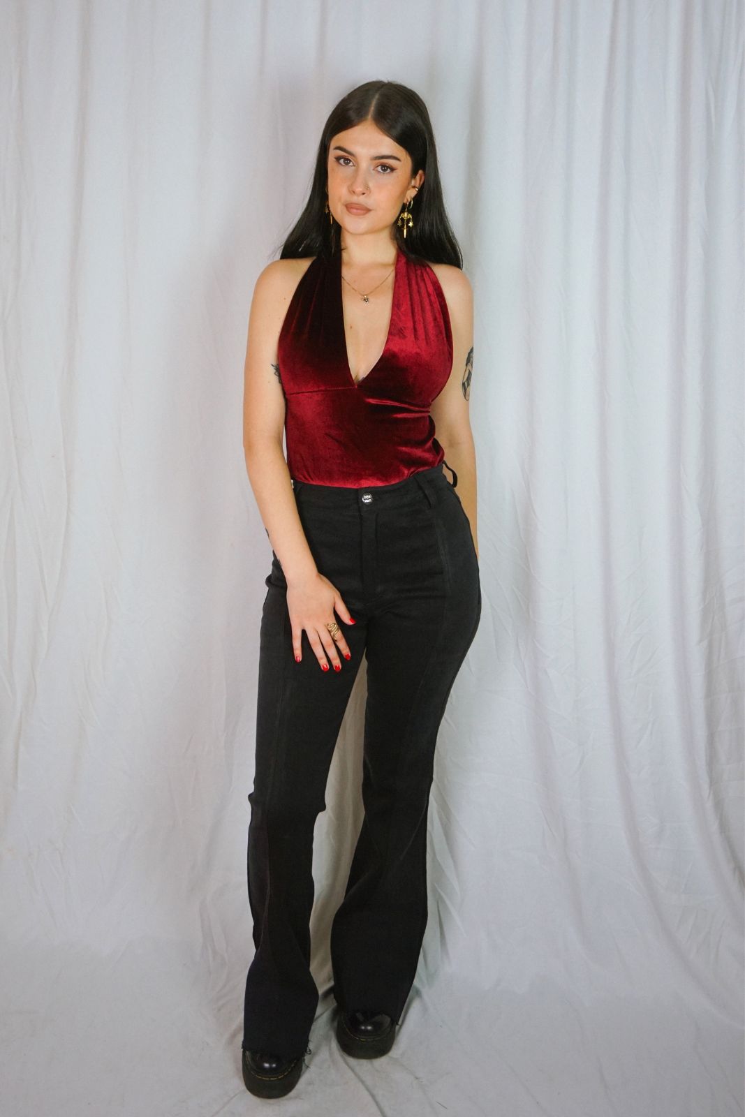 Burgundy Velvet Bodysuit