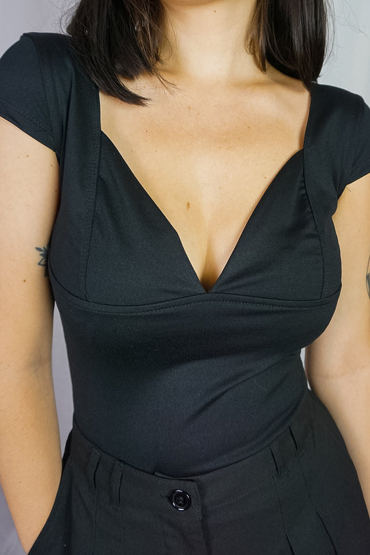 Black Plunge Top