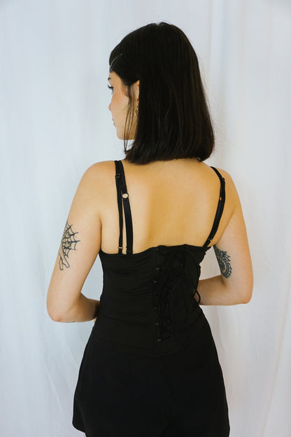 Black Lace-Up Cami