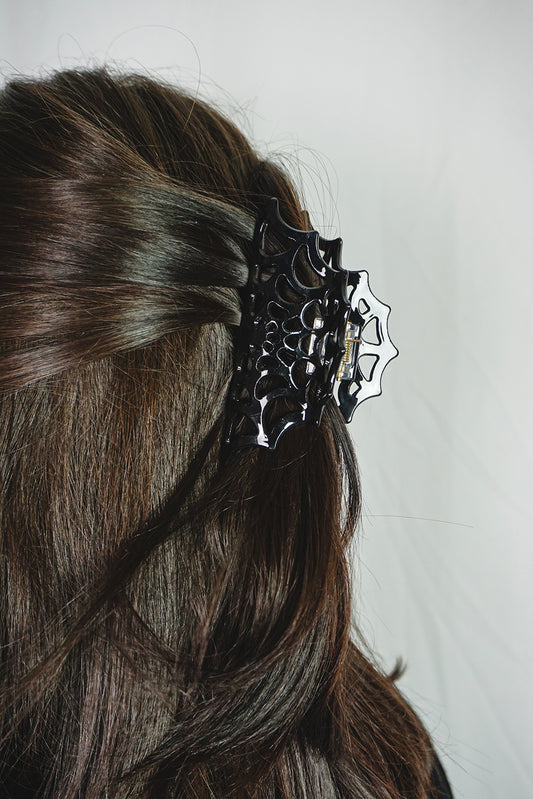 Spooky Spiderweb Hairclip Black