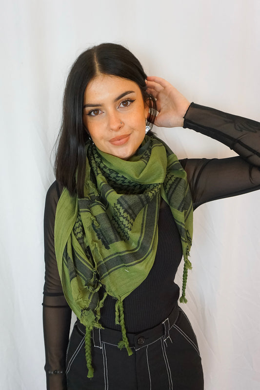 Desert Scarf Black & Green Braided